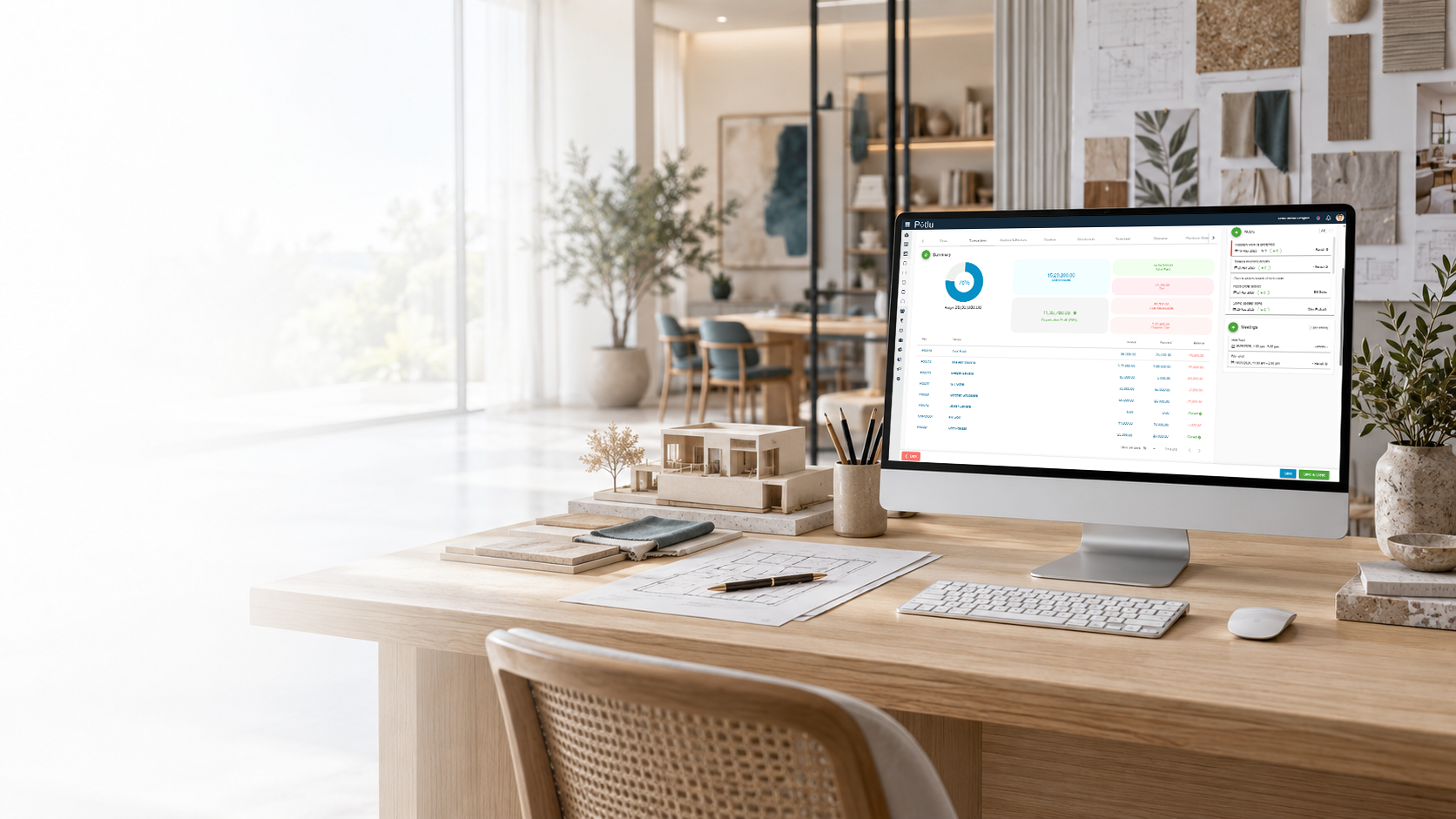Potlu AI-powered interior design business software for enquiries, BOQs, projects, tasks, materials, teams and accounts