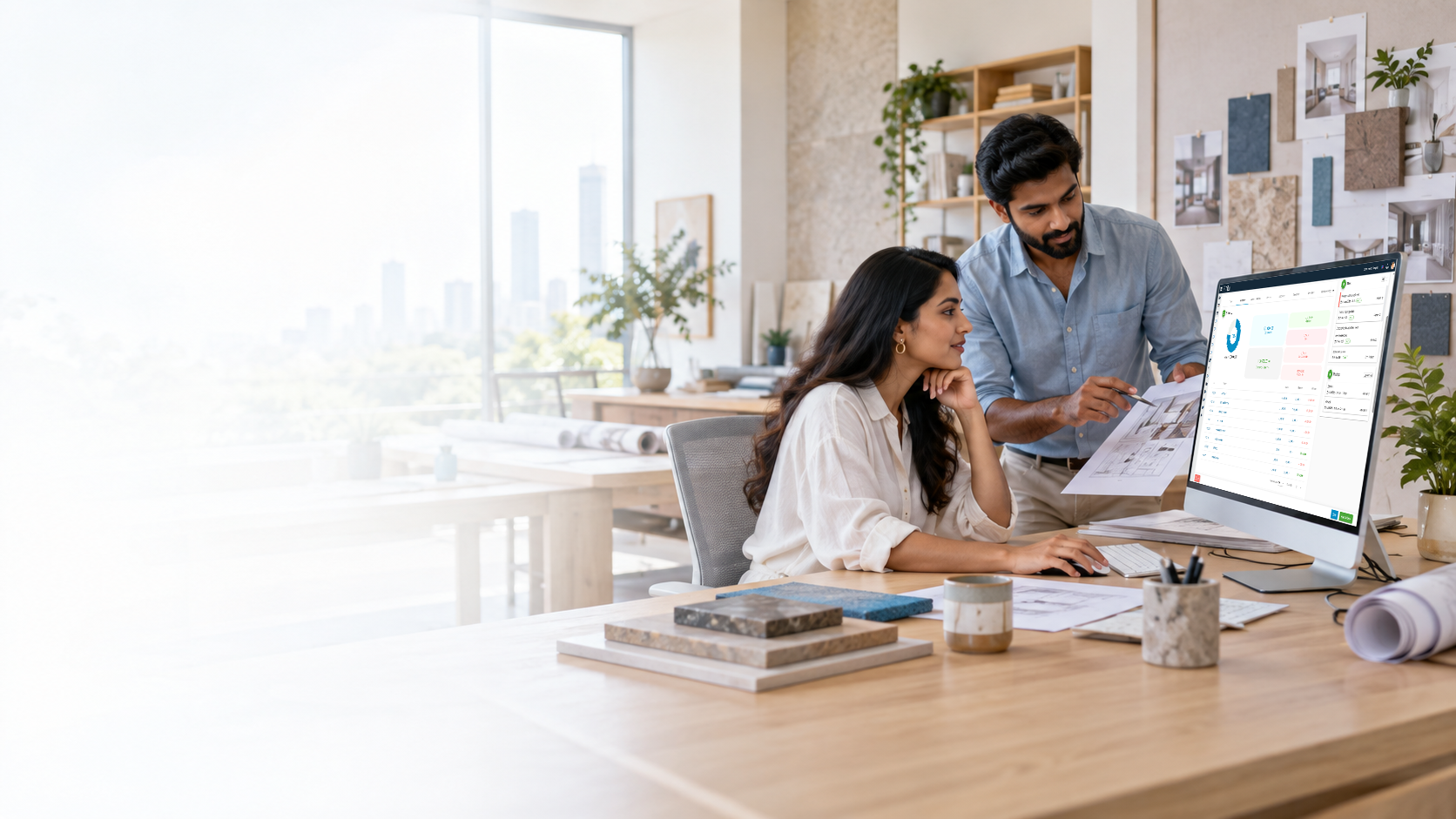 Potlu AI-powered business management software connecting enquiries, BOQs, projects, tasks, materials, teams and accounts for Indian interior designers